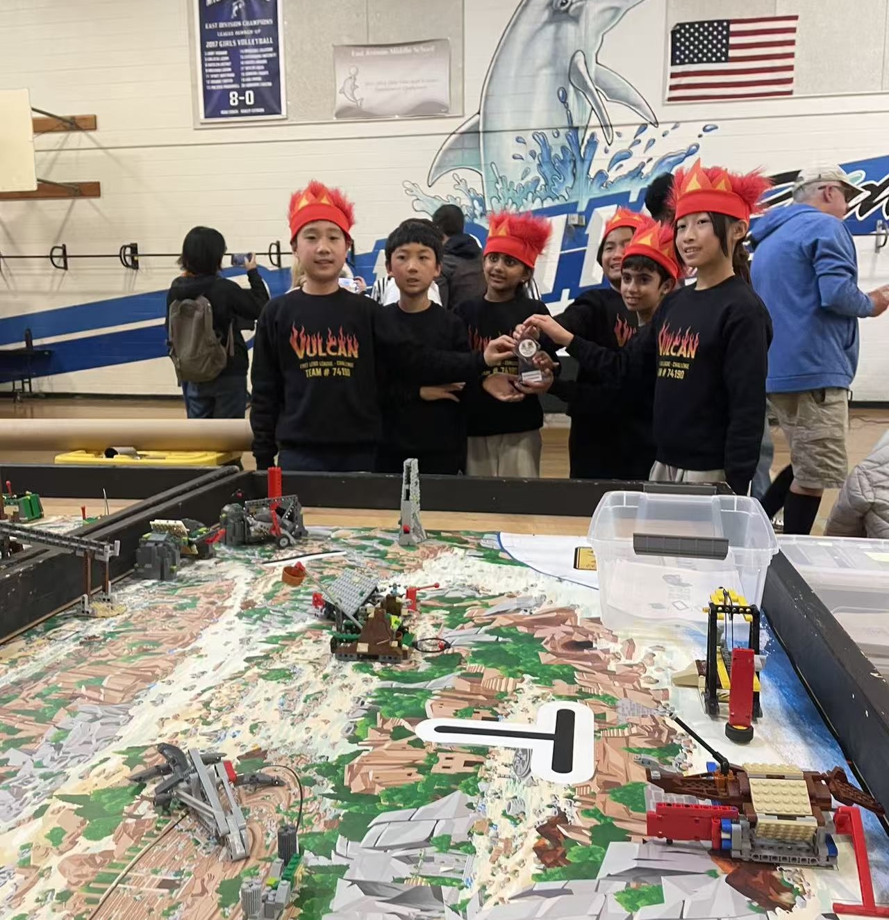 Students at a robotics competition